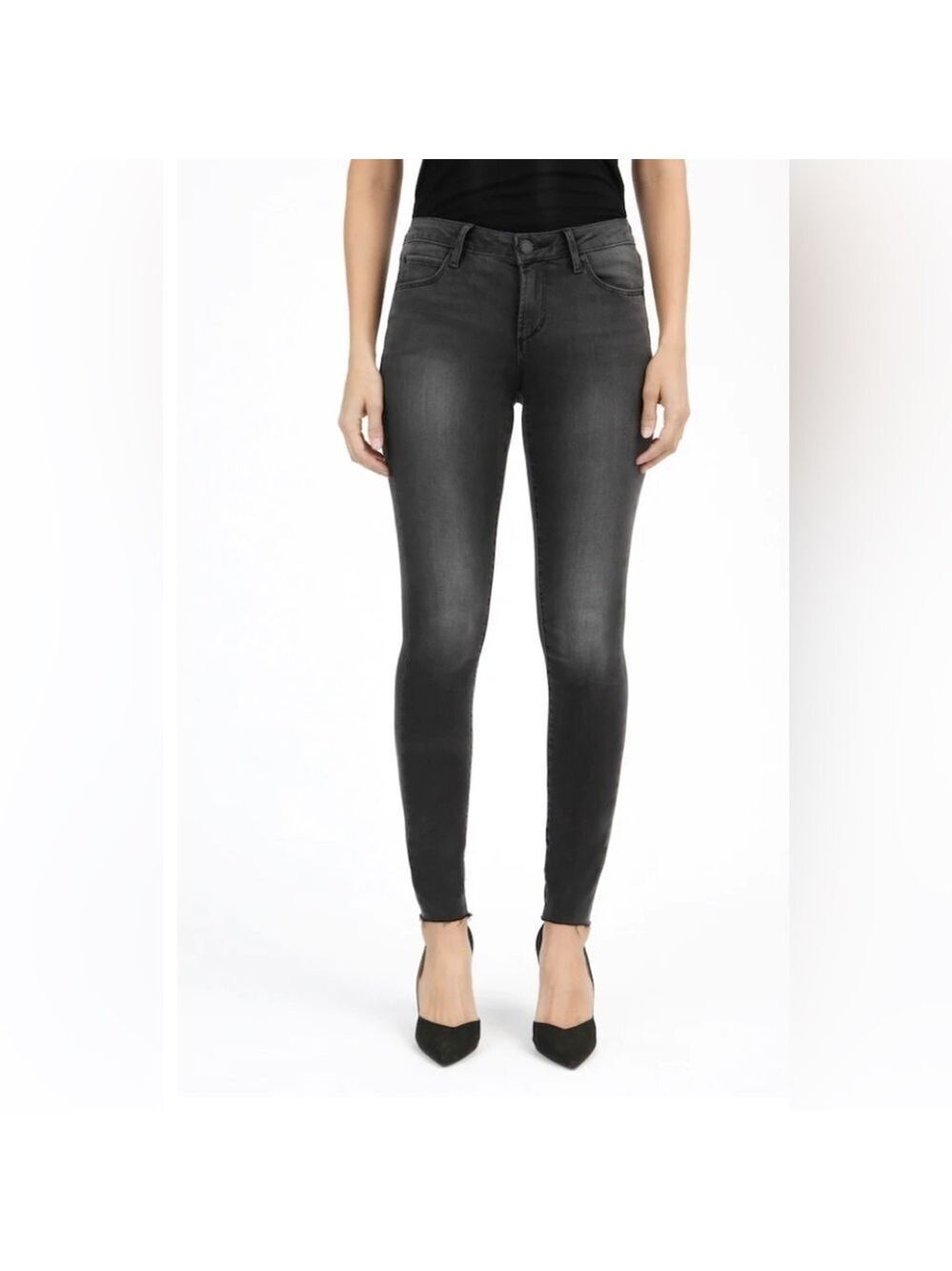 Articles of Society Sarah Cut Off Hem Stretch Skinny Jeans Charcoal Grey SZ 25